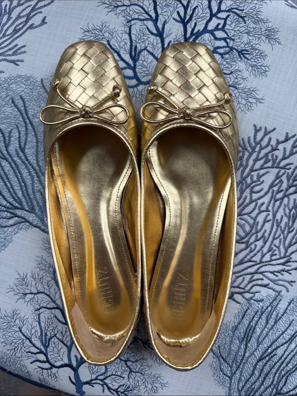 NWT SCHUTZ Arissa Woven Gold ballet flats (8.5)
